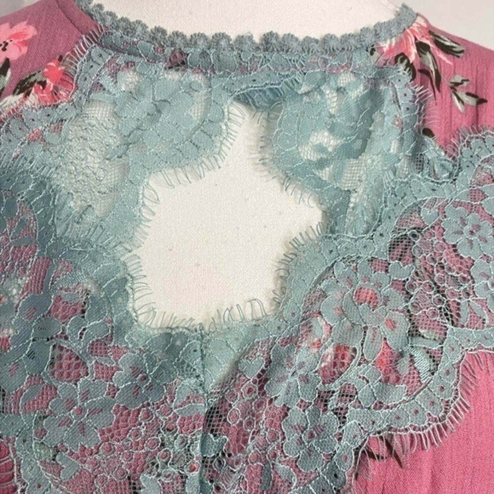 Umgee Mint Floral Lace Detail Dress - Picture 4 of 16